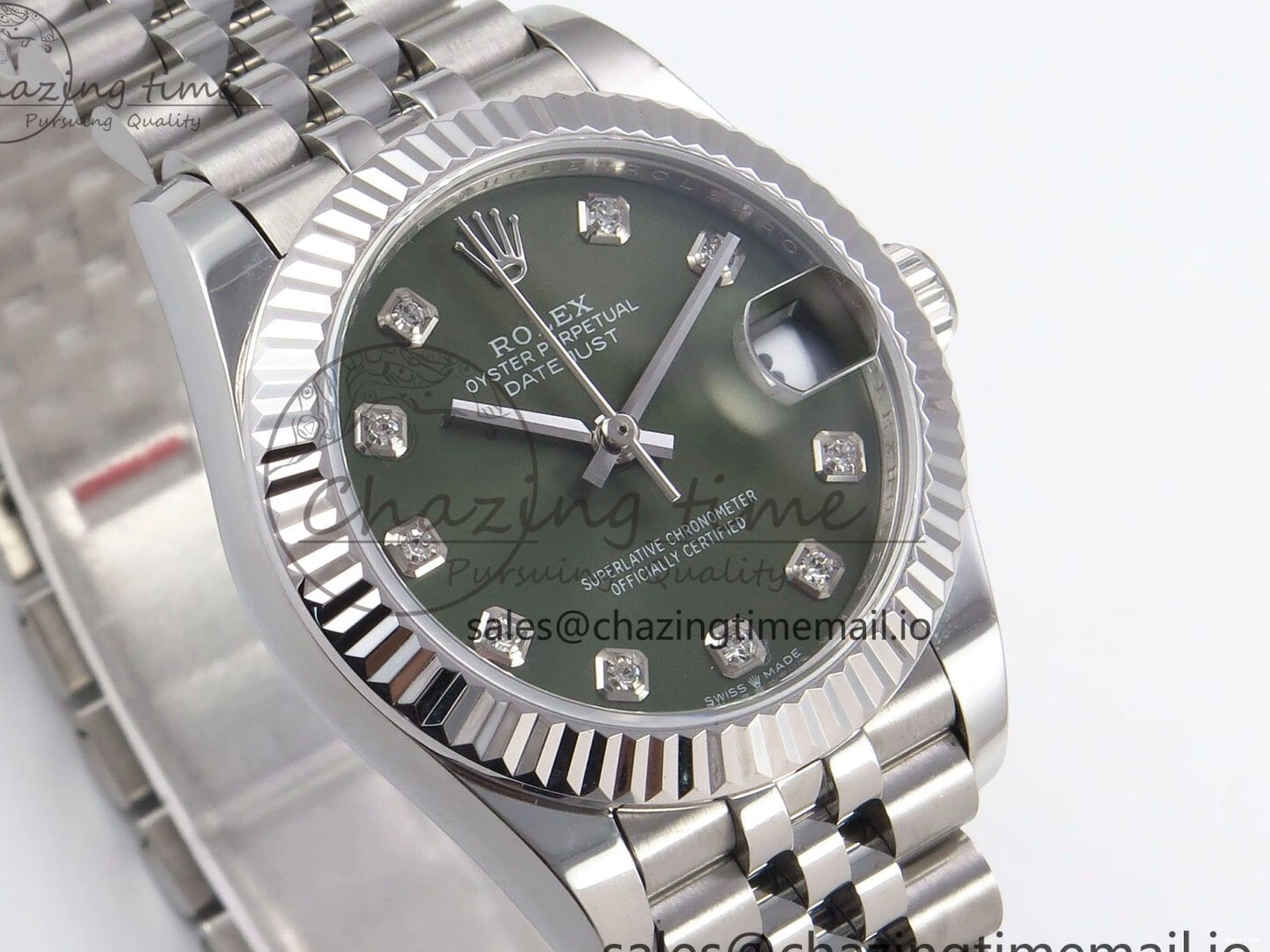 MiroTime 0428 Durable DateJust 31 278274 SS GMF 1:1 Best Edition 904L Steel Green Diamonds Dial on Jubilee Bracelet A 1163